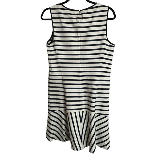 THEORY NIKAY Navy Blue & Ivory Breton Striped Dress Size 10 - Picture 5 of 7